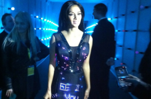 woman wearing led dress