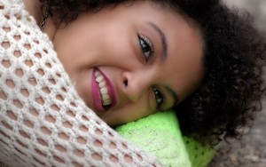 woman with curly hair 