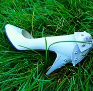 high heels on grass