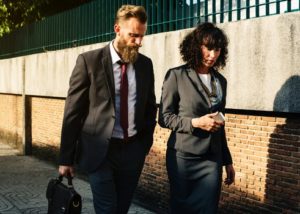 man walking with woman 